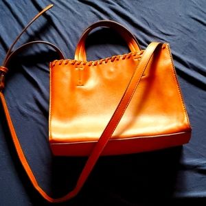 Tan fake leather crossbody bag